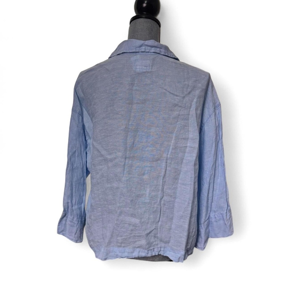 Calypso Women's M Blue 100% Linen Button Front Shirt Coastal Resortwear Summer - Picture 3 of 8